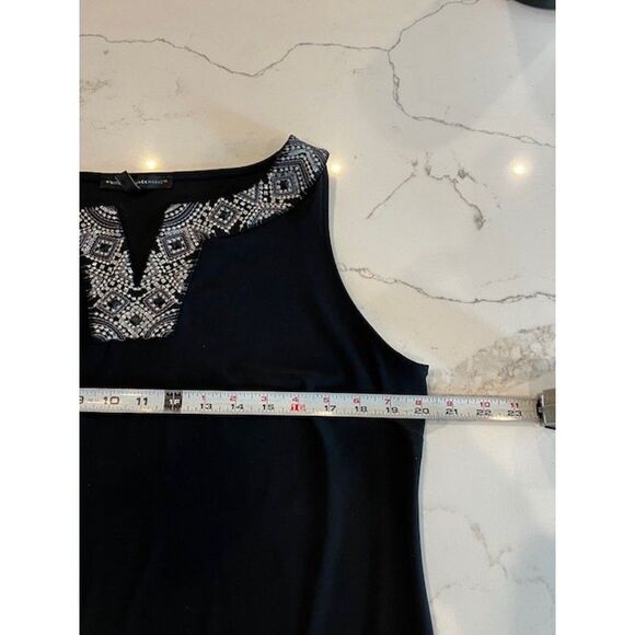 WHBM Embroidered Neckline Pleated Hem V-Neck Black Tank Dress Size 1X - Picture 8 of 12